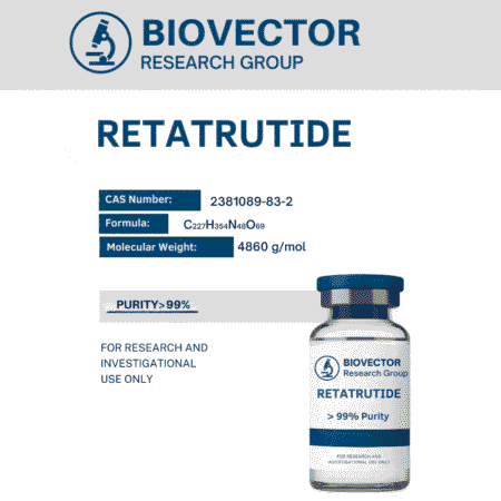 BioVector Research RETATRUTIDE peptide vial – high-purity laboratory-grade compound for authorized research use only.