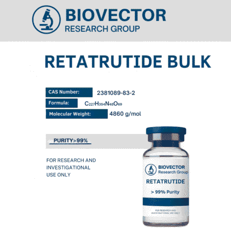 BioVector Research retatrutide peptide vial – high-purity laboratory-grade compound for authorized research use only.