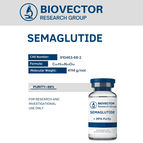 BioVector Research SEMAGLUTIDE 2MG SEMAGLUTIDE 5MG peptide vial – high-purity laboratory-grade compound for authorized research use only.