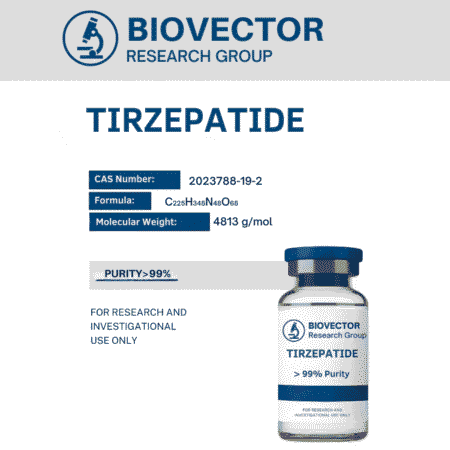 BioVector Research TIRZEPATIDE peptide vial – high-purity laboratory-grade compound for authorized research use only.