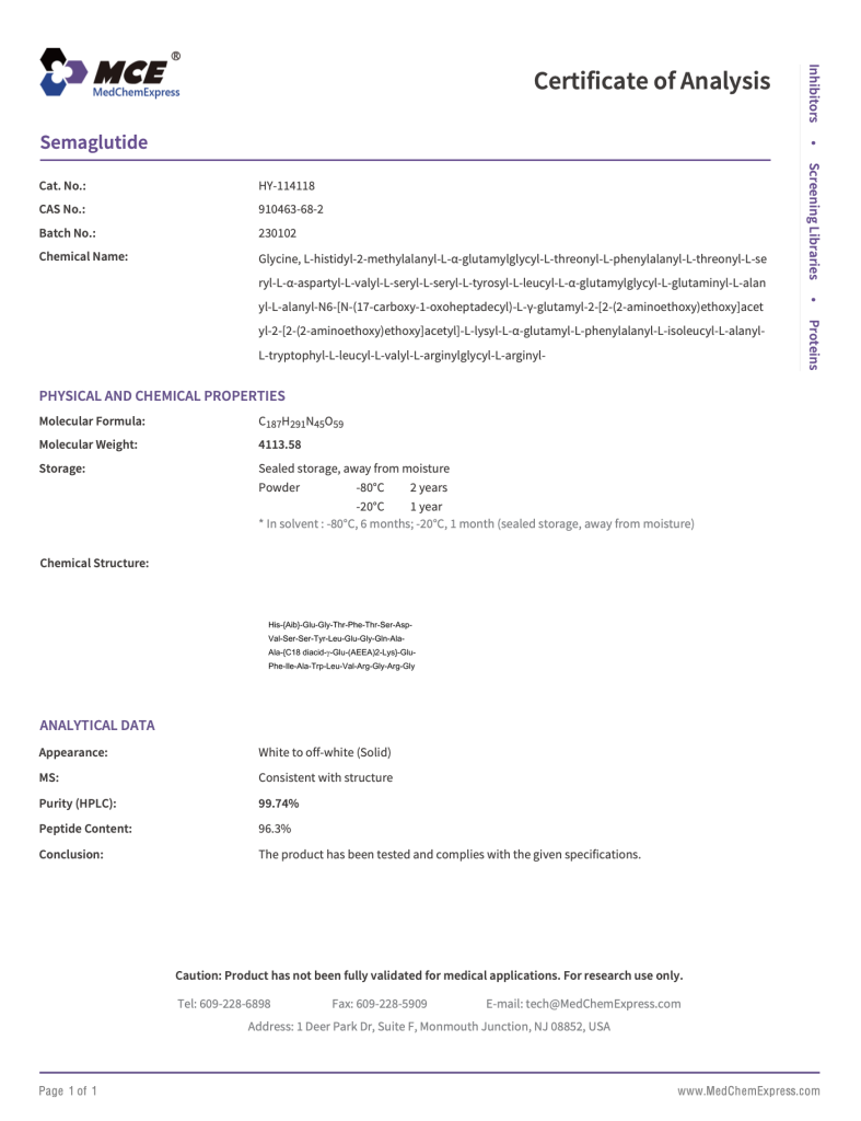 coa research peptides semaglutide glp-1